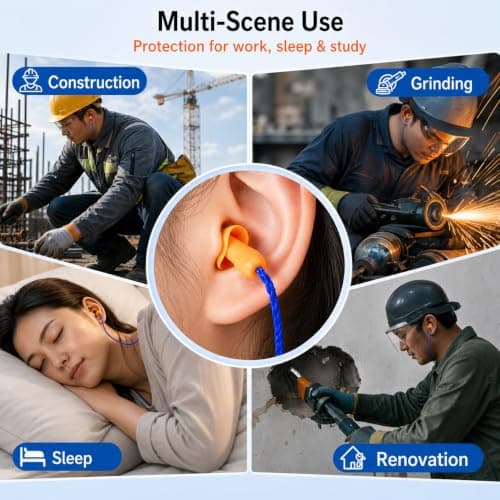 10Pcs Silicone Reusable Noise Cancelling Ear Plugs with String for Sleeping — view 6