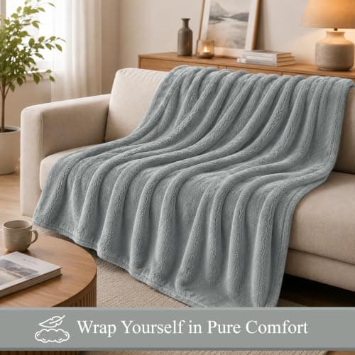 BedLooms Fleece Blanket Silver Single 130x150 cm, Throws for Sofas and Beds — view 2