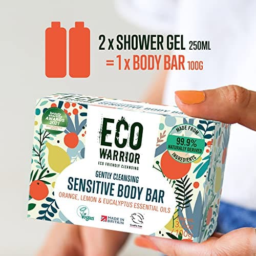 Eco Warrior Sensitive Body Soap Bar, Green Clay & Citrus Oils, Vegan, 100g — view 3
