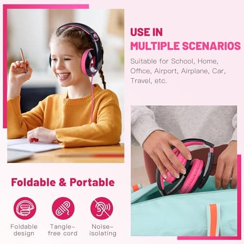 Rockpapa Comfort Foldable Kids Headphones Wired for School/Travel — view 5