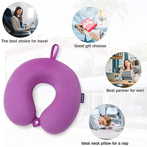 Gosider Travel Pillow Soft U Shape Memory Foam Neck Pillow, Purple — view 6