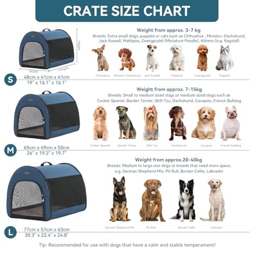 PETSFIT Collapsible Dog Crate, Dog Travel Crate - 26.5 Inch Lightweight, Roomy, Easy to Set Up, Portable Pop Up Dog Carrier with Thick Mat, Sturdy Soft Sided Dog Crate, Navy Blue — view 3