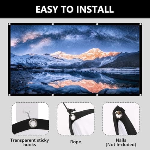 Screen Projector 100 Inch 16:9 HD Foldable Projector Screen Portable Projector Screens Hanging Double-Sided Projection Anti-Wrinkle Projector Screen for Home Cinema Home Office Camping School Meeting — view 3