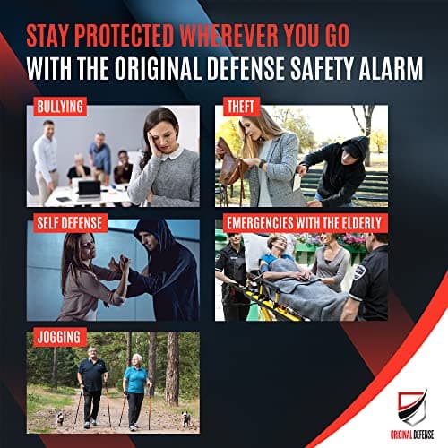 Original Defense® Personal Safety Alarm for Women, Children, & Elderly - Recommended by Police - 125 dB Loud Personal Alarm Siren with LED Strobe Light (Black) — view 6