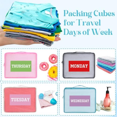 7 Pcs Packing Cubes for Travel Days of Week, 11.8 x 11.02 x 4.72" — view 4