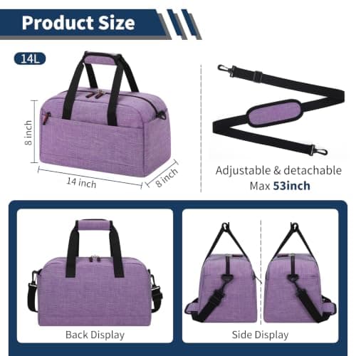 LONALIA 14L Small Gym Bag, Wet Pocket, 14 inch, Purple(Textured) — view 3