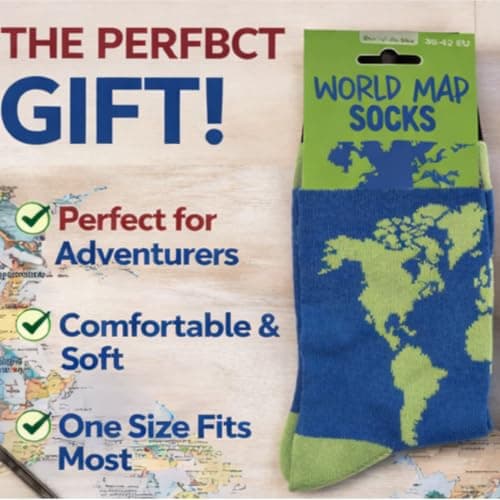 LND Gifts Womens Novelty Socks World Map Travel Geography Pattern Funny Crew Cotton Gift Socks Unisex Girls Boys Teens Size 3.5–8 UK — view 5
