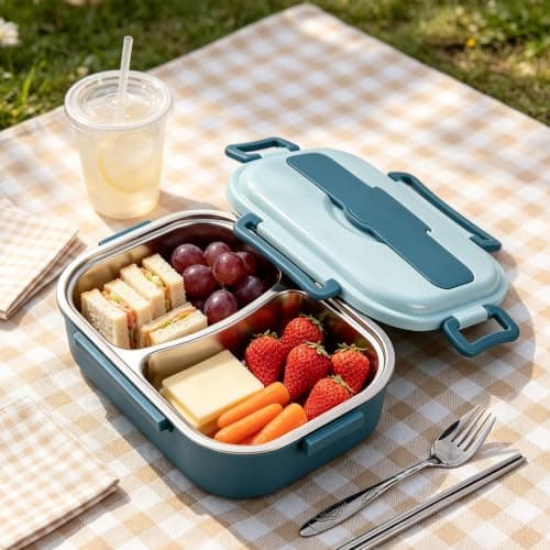 Stainless Steel Lunch Box, Bento Lunch Box Kids, Adult Meal Prep Boxes with Compartments Suitable for School Students and Travel — view 4