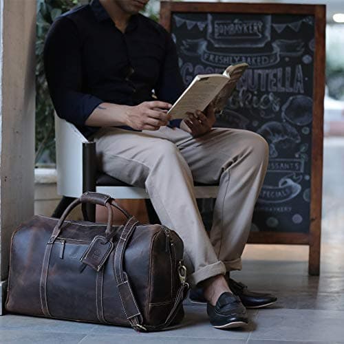 Leather Duffle Bag for Men - Holdall Airplane Underseat Travel Duffel Overnight Bag by Rustic Town — view 6