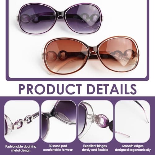CKDSA 2 Pairs Womens Polarised Sunglasses Oversized Retro Cat Eye Shades UV400 Protection Trendy Foldable Driving Glasses Summer Lightweight Ladies Sun Glasses Big Frame Outdoor Travel Shopping Gifts — view 3