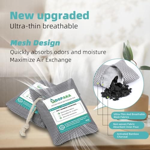 Nature Fresh Air Purifier Bags, Activated Charcoal Air Purifying Bag,Moisture Absorber,odor eliminator,Natural Car Air Freshener,Shoe Deodorizer,Odor Eliminators For Home, Pet, Closet (200g*4) — view 3