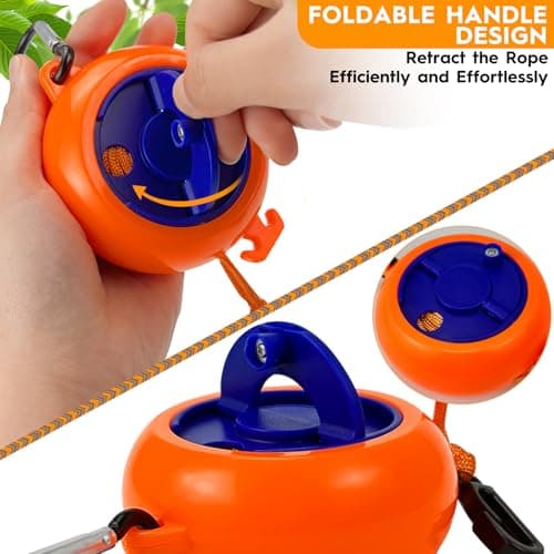Retractable Travel Clothes Line 10m Portable Laundry Rope Camping Flip Hand Crank Washing Line Clothes Hanger Adjustable Drying Lines (Orange) — view 3