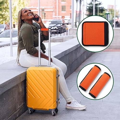WLLHYF 2 Pack Luggage Handle Wraps Nylon Suitcases Cover Luggage Ribbon Comfort Soft Identification Strap Flying Airplane Accessories Cruise Must Have Bright Orange — view 3