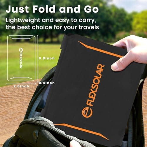 FlexSolar 15W Foldable Solar Panel, Waterproof IP67 Portable Solar Charger with USB Port Compatible with Phone Tablet PC for Outdoor Hiking Camping Fishing — view 5