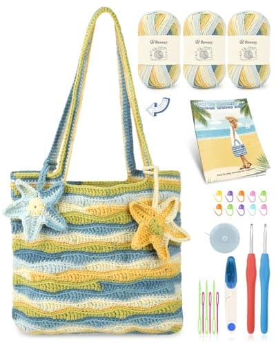 Reessy Crochet Bag Kit, Beach Wave Bag Crochet Kits for Beginners Adult