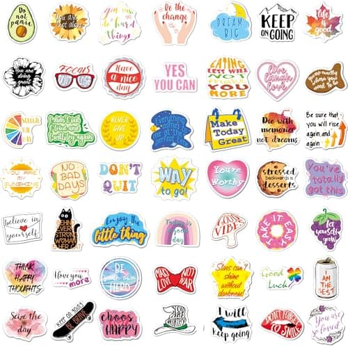 100 Pcs Motivational Stickers, Aesthetic Vinyl Decals with Inspirational Quotes for Laptop Scrapbook Suitcase Water Bottle Students Rewards — view 3