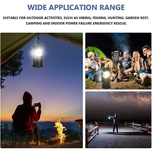 Jsdoin Camping Lights, 2 x Camping Lantern Battery Operated Portable LED Camping Lamp with Foldable Hook, Tent Lights Waterproof Outdoor Hanging Lamp for Emergency, Hiking, Camping, Black — view 6