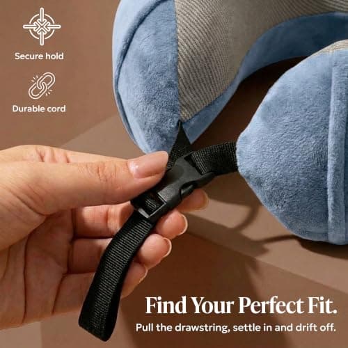 LUGG Memory Foam Travel Pillow – 360° Ergonomic Neck & Head Support, Slow Rebound Cushioning, Breathable Cover, Lightweight U-Shape Pillow for Flights, Trains & Cars, Includes Storage Bag - Slate Blue — view 4