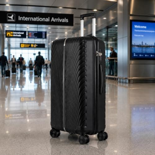 Fly Kite Luggage 28 Inch Large Suitcase 100% Polypropylene Hard Shell with Aluminium Trolley Handle Real TSA 3 Digit Secure Lock 360° Smooth Wheels Lightweight Suitcase|Black — view 4