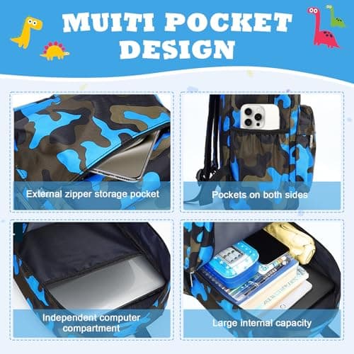 Aucuu Kids Backpack, Camouflage School Backpack, Boys Girls Toddler Primary School Bag, Waterproof Nylon Rucksack, Casual Daypack, Book Bag for Campus Outdoor Travel Sports — view 4