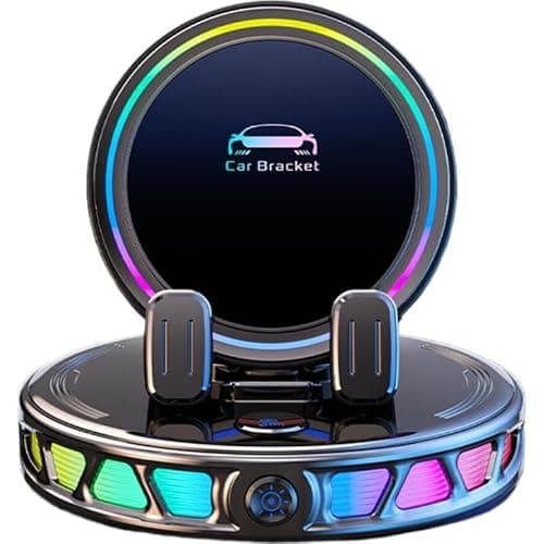 Electric Magnetic Wireless Charging Car Phone Mount with Rgb Ambient Light, Auto-clamping Vacuum Suction Holder, 360° Rotation Stable Dashboard Mount, for All Cars