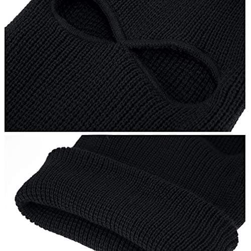 Geyoga 2 Hole Knitted Ski Mask Full Face Cover Warm Balaclava Knitted Winter Face Mask for Outdoor Sports(Black,Adult Size) — view 4