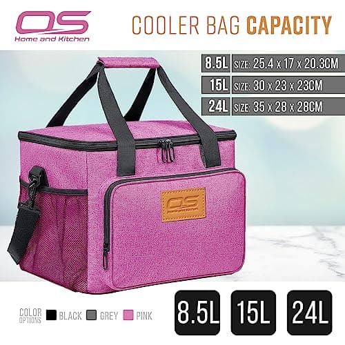 Insulated Portable Food Cooler Bag, Large Capacity, Waterproof, Lightweight, for Camping, BBQ, Travel, and Outdoor Activities (Pink, 8.5L) — view 5
