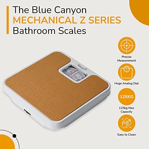Blue Canyon Mechanical Z Series Bathroom Scales| Measure Body, Luggage Weight| Maintain Fitness| kg/lb Unit Readings| 125kg Max Capacity| High-Precision Mechanics| Accurate Bathroom Scale (Cork) — view 2