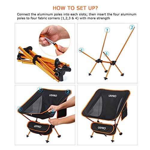 URPRO Camping Outdoor Chair Ultralight Portable Folding Include Carry Bag Heavy Duty 145 kgs Capacity Collapsible Beach Picnic — view 5