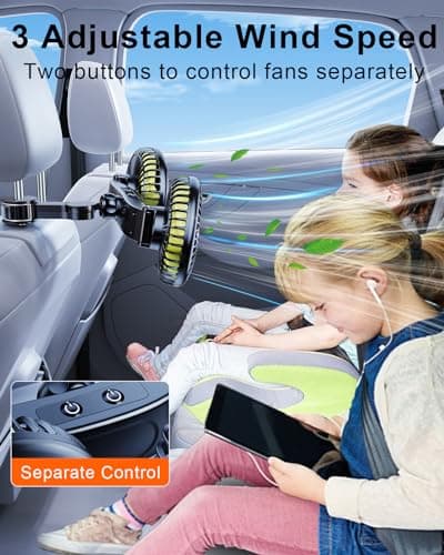 Nauttxon Battery Fan for Car Backseat with 360° Rotatable 3 Speed — view 5