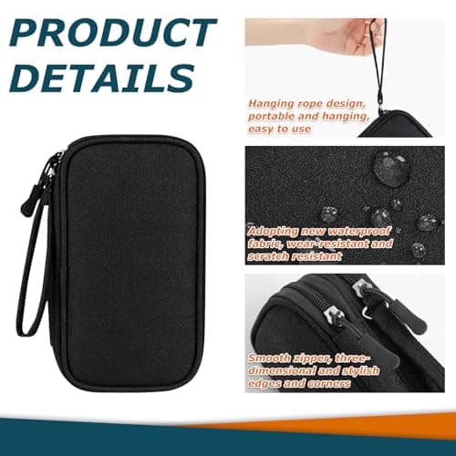 Travel Cable Organiser Bag, Portable Electronics Travel Organizer Tech Pouch, Universal Cord and Travel Gadgets Cable Pouch for Cables Power Bank Earphone USB Drive Hard Disk (Double-Layer Black) — view 3