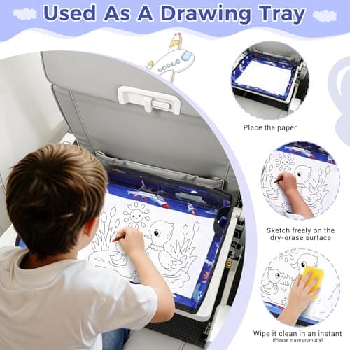 Airplane Tray Table Cover, Foldable Travel Tray Cover for Toddlers 1-3, Universal Fit for Airplane, Car Seat, High Chair, Machine Washable, Portable (Blue) — view 5