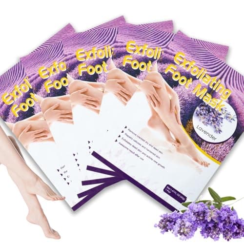 5 Pairs Foot Peel Mask for Hard Skin, Dead Skin Remover for Feet, Exfoliating Foot Mask with Lavender, Moisturising Socks to Repair Cracked Heels & Calluses, Hydrating for Soft Smooth Feet