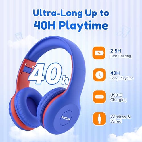 EarFun K2 Kids Headphones Wireless with Mic 45H Playtime, Volume Limit — view 6