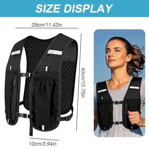 Hydration Running Vest with 500ml Soft Flask, Reflective Lightweight Running Vest for Men Women, Adjustable Breathable Night Running Backpack for Trail, Jogging, Hiking — view 2