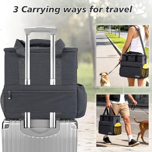 Dog Travel Bag, Includes 2 Food Containers, 2 Foldable Bowls, 1 Feeding Mat — view 5