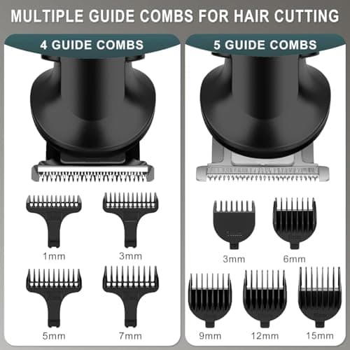 Hatteker 8-in-1 Professional Men's Grooming Kit Cordless Beard Trimmer Hair Clipper Zero Gapped T-Blade Electric Razor Nose Ear Body Trimmer IPX7 Waterproof, Precision Trimming for Bald Head/Oil Head — view 3