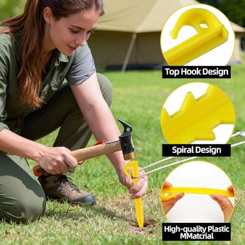 20-Piece Plastic Tent Stakes, Durable Camping Pegs with Spiral Design for Secure Ground Anchoring, Ideal for Tents, Canopies, and Outdoor Use — view 3