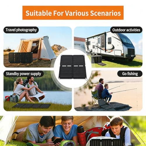 FAUOSWUK Foldable Solar Panels, 40W Portable Solar Charger Monocrystalline Silicon Fast Charging with Dual USB Output and 1 Type C, for Outdoor Travel Camping — view 5