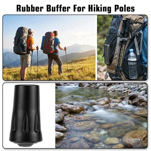 12Pack Heavy Duty Walking Stick Tips Cane Tips Replacement Trekking Pole Accessories Tpu Plastic Universal Fit Non Slip Caps Anti-Slip and Shock Absorbing for Trekking Poles Hiking Sticks Canes(Black) — view 4