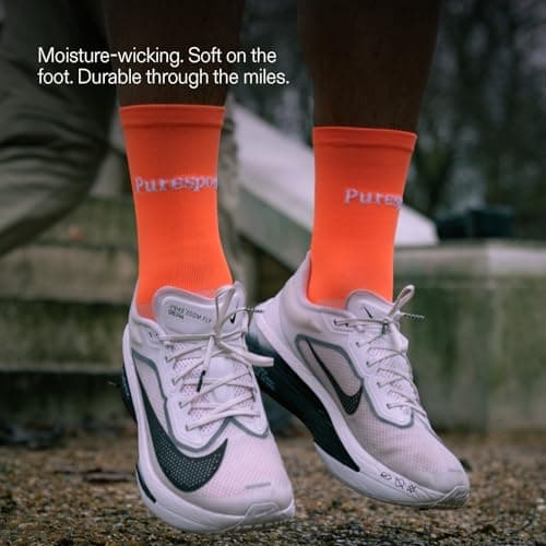 Puresport Performance Running Socks (Orange, S/M), Moisture-Wicking Training Socks with Subtle Compression, Breathable & Durable, Optimal Support for Women & Men, Long-Distance Running, Gym, Hyrox — view 5