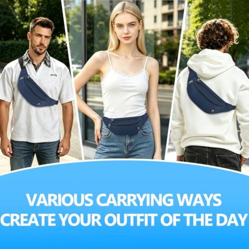HOTUT Bum Bag for Ladies Women Men, with Headphone Jack & 3 Zipper Pockets — view 6