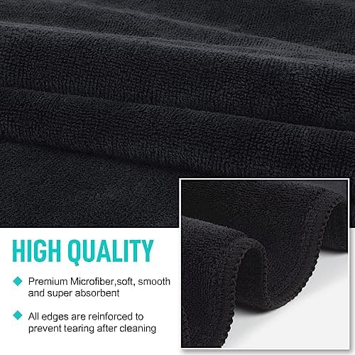 SINLAND Microfiber Gym Towels Camping Towel, Black, 6 Pack, 16x32 Inch — view 3