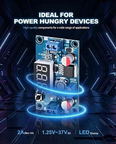 LYLANMO LM2596S Adjustable DC-DC Buck Converter Power Supply Module with Digital Voltage Meter Display Input 4-40V Output 1.25-37V 3A (Pack of 3) — view 3