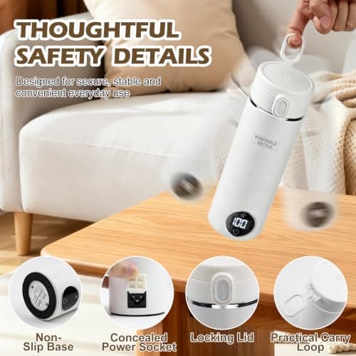 Portable Electric Travel Kettle 500ml, Smart Mini Kettle for Camping Office — view 5