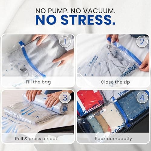 myHodo Vacuum Compression Bags for Rolling (10 Pieces) - Reusable Storage Solution, Versatile Travel Bags for Suitcase & Backpack, Durable & Hygienic, Easy to Use, Suitable for Clothes & All Textiles — view 5