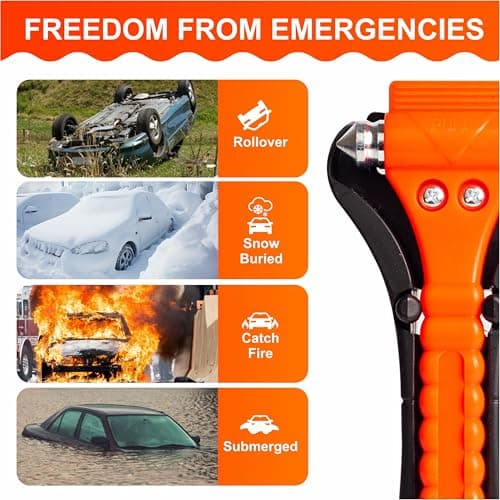 2 Pack Car Emergency Escape Tool Kit - Double-Ended Window Breaker & Seat Belt Cutter with High-Visibility Reflective Handle, Automotive Safety Hammer for Instant Glass Shattering & Emergency Egress — view 5