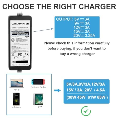 ARyee 65W USB C Laptop Car Charger, 12V-24V Type C Adapter for Macbook Pro 15/16 MacBook Air, Lenovo Yoga ASUS Acer, Dell, Huawei, HP USB C PD Power Supply — view 5