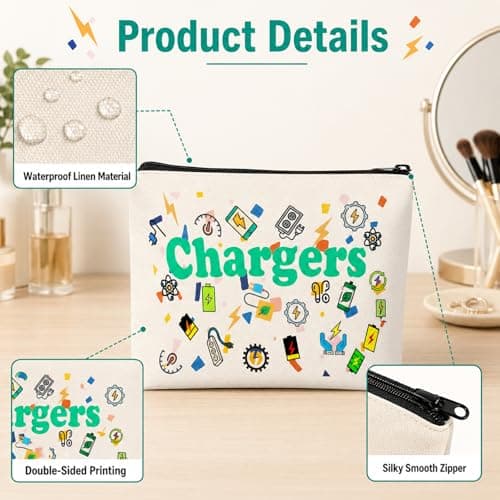VIZIVOLT Charging Cable Organiser Bag, All My Charging Stuff Travel Pouch, Double-Sided Printing Makeup Bag Gifts for Women Men Cable Bag with Zipper Travel Gifts for Friends Daughter Son — view 2