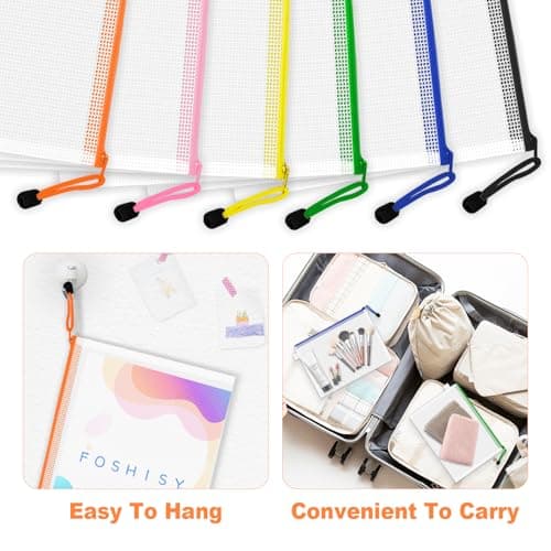 FOSHISY 6 Pack A4 Plastic Zip Wallets, Plastic Zip File Folders, 6 Colors — view 4